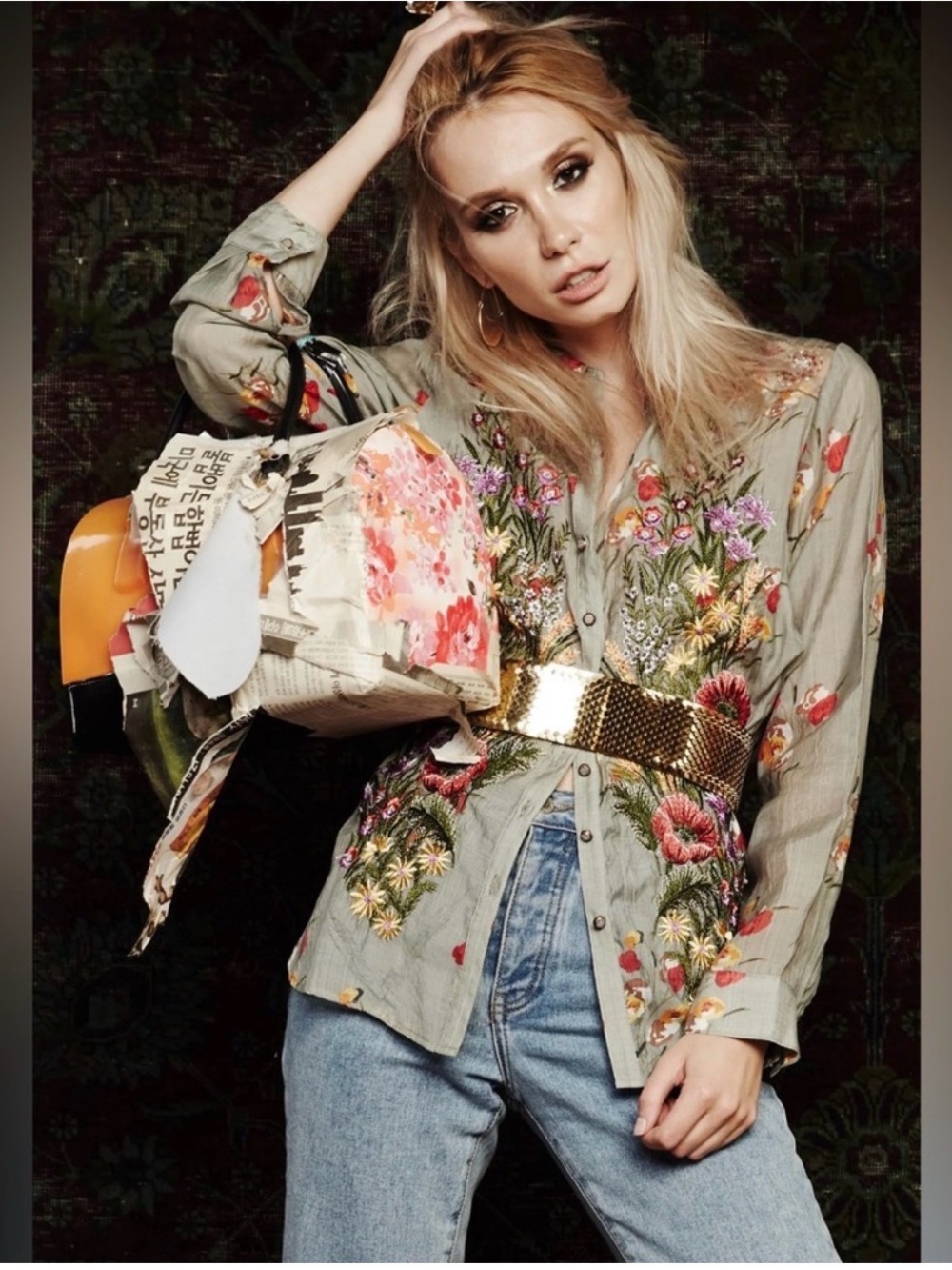 Aratta MIA Grace Floral Embroidered Blouse, NWT